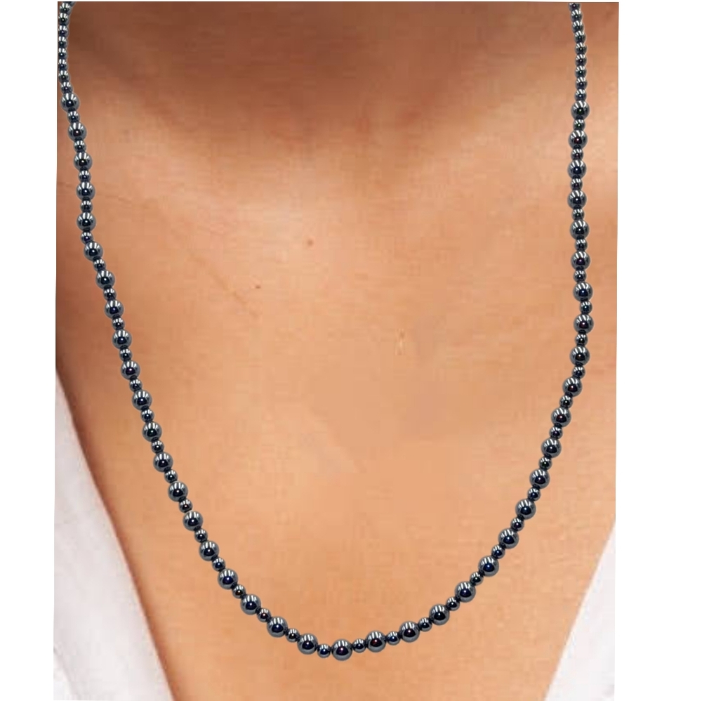 Timeless Dark Gray Necklace with Classic Beads - Picture 3 of 4